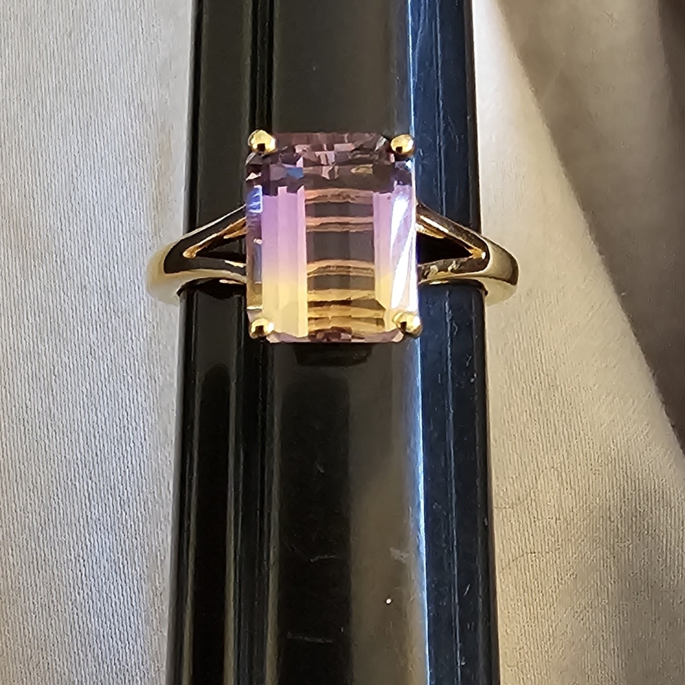 Sz 7, Ametrine Ring, 925 Silver with Vermeil Yellow Gold, 3.65 carats, NWT